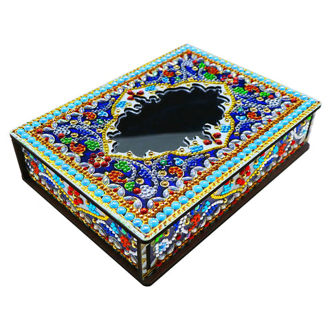 Wood Box Organizer with Mirror - Diamond Painting Accessories