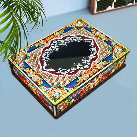 Wood Box Organizer with Mirror - Diamond Painting Accessories