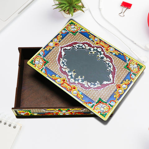 Wood Box Organizer with Mirror - Diamond Painting Accessories