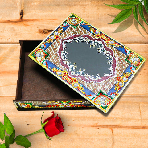Wood Box Organizer with Mirror - Diamond Painting Accessories