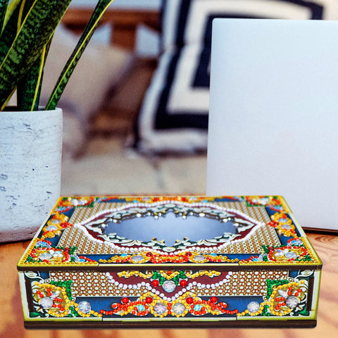 Wood Box Organizer with Mirror - Diamond Painting Accessories