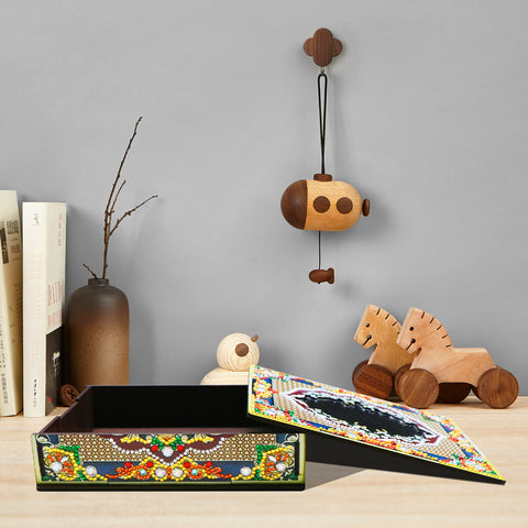 Wood Box Organizer with Mirror - Diamond Painting Accessories