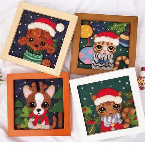Christmas Cat - DIY Felt Painting Kit