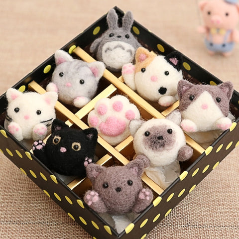 9 Pcs Cute Cats with Box - DIY Felt Painting Kit
