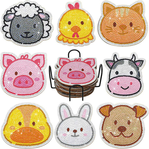 Animals 8-pack - Diamond Painting Coasters
