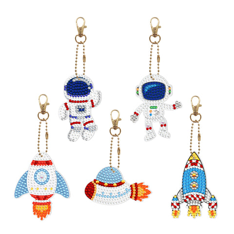 Astronaut and Rocket Keychain (5 pack) - Diamond Painting Accessories