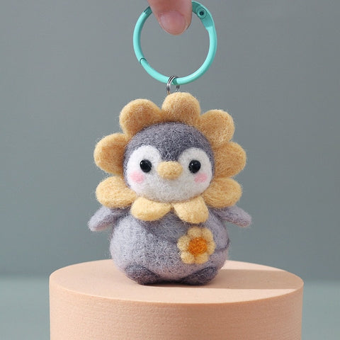 Flower Penguin with Keychain- DIY Felt Painting Kit