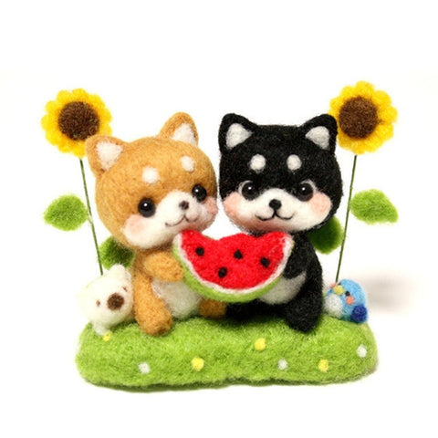 Dogs with Watermelon - DIY Felt Painting Kit