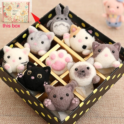 9 Pcs Cute Cat with Nice Box - DIY Felt Painting Kit